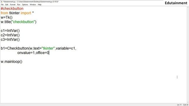 Checkbutton widget in tkinter | Python Programming | Edutainment #7 смотреть онлайн