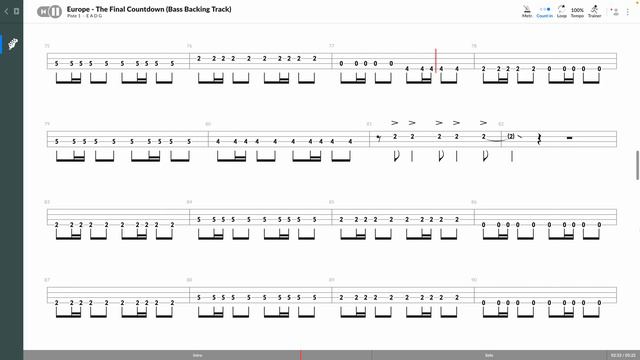 Europe - The Final Countdown (OFFICIAL BASS BACKING TRACK TAB PLAY ALONG) смотреть онлайн