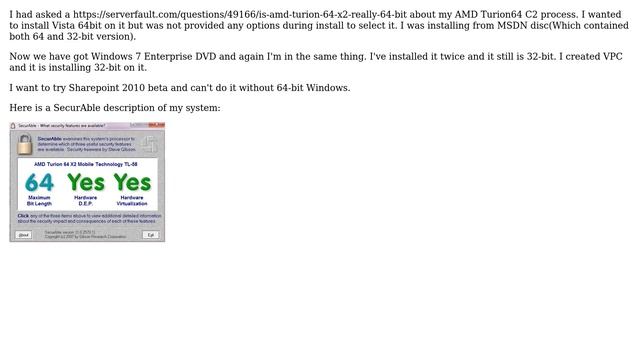Installing Windows 7 64-bit on AMD Turion64 X2 (2 Solutions!!) смотреть онлайн