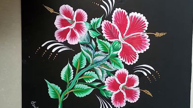how to do beautiful hibiscus flower one stroke painting смотреть онлайн