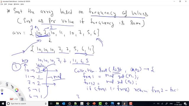 Array - 32: Sort array based on frequency of value (If frequency is same then sort based on value) смотреть онлайн