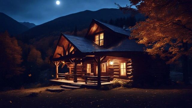 Cozy Cabin Ambience | Crickets, Night Birds, Wind, and Leaves смотреть онлайн