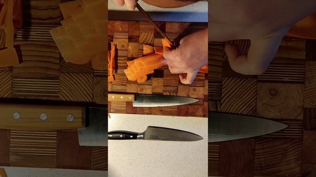 Тест ножей Tramontina Carbon, Ikea Briljera VG10, Gastrorag VG10 на нарезке продуктов для плова.