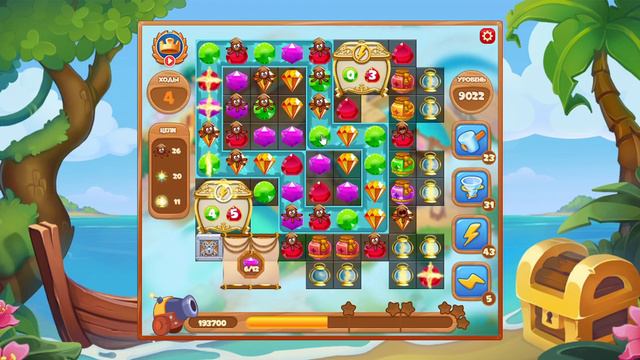 Как пройти уровень 9022 игры Сокровища Пиратов смотреть онлайн