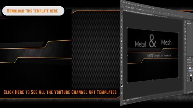 Metal and Mesh Channel Art Template for YouTube Photoshop PSD смотреть онлайн