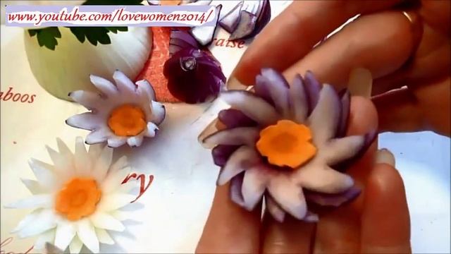 Цветы из репчатого лука. Как украсить стол онлайн. смотреть онлайн