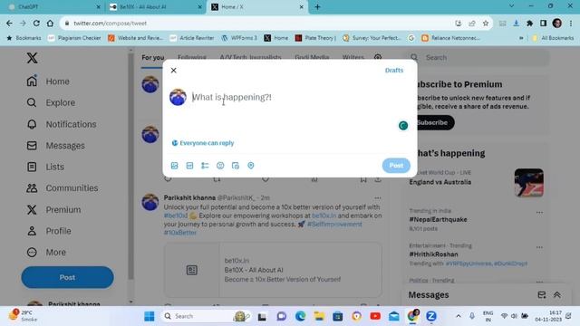 Write Tweets Using ChatGPT ? Building A Personal Brand With AI | Be10x