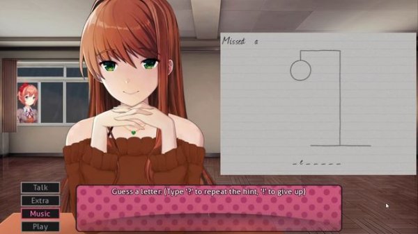 "Sayori" Plays Hangman With Monika (Easter Egg) | "Monika After Story" Mod