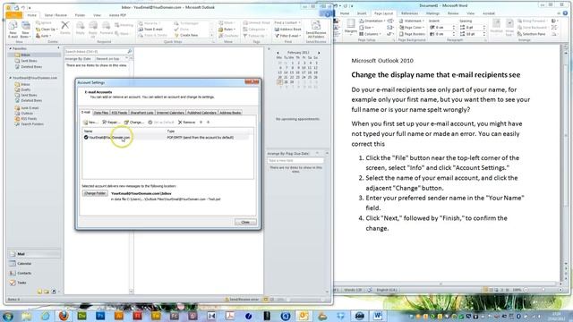 Outlook 2010 - Change Senders Name смотреть онлайн
