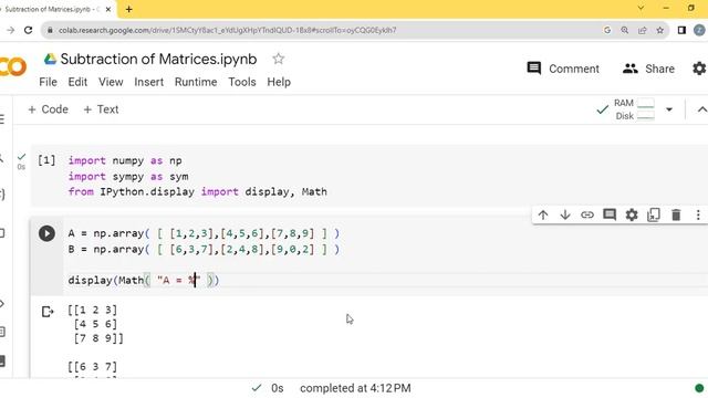 Subtraction of Matrices in Python using SymPy | Urdu/Hindi | IdreesAcademy смотреть онлайн