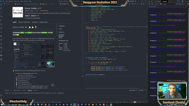 Voice Collab Deepgram | speech recognition | python | VS Code extension | Typescript Hackathon 2022 смотреть онлайн