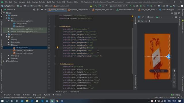 flip card animation in android studio(Android animation Tutorial) смотреть онлайн