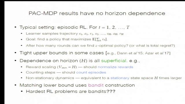 The Dependence of Sample Complexity Lower Bounds on Planning Horizon смотреть онлайн