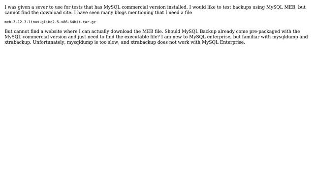 Databases: MySQL Enterprise Backup download site смотреть онлайн
