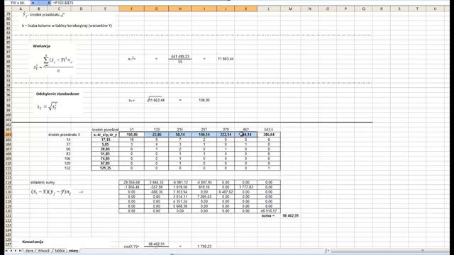 Tablica korelacyjna kowariancja współczynnik korelacji liniowej Pearsona -dwie krzywe regresji смотреть онлайн