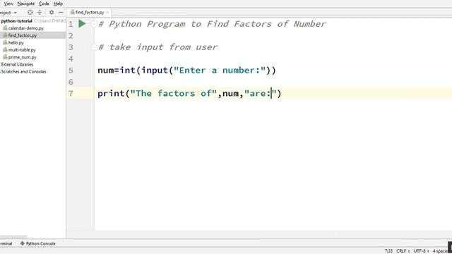 Python Program to Find Factors of Number смотреть онлайн