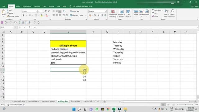 Ms excel for beginners in Malayalam | Editing Data | смотреть онлайн