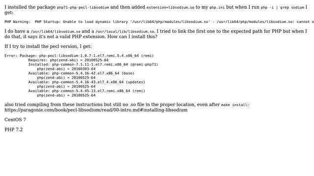Can't Install libsodium for PHP 7.1 on CentOS 7 смотреть онлайн
