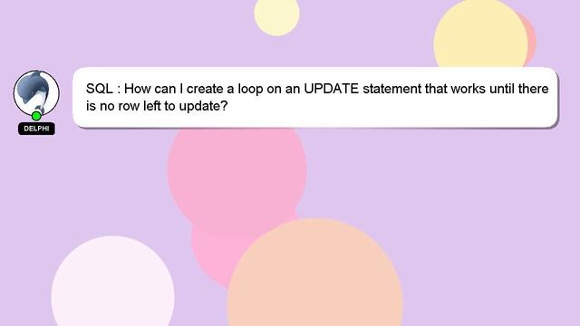 SQL : How can I create a loop on an UPDATE statement that works until there is no row left to updat смотреть онлайн