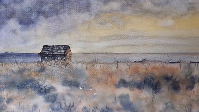 "Дом у моря", авторская акварель. смотреть онлайн