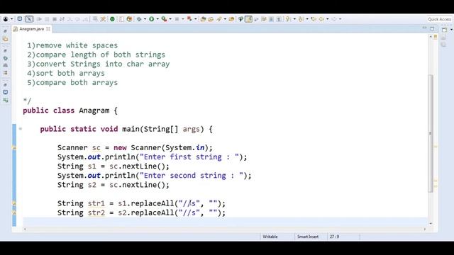 Java program to check whether two strings are anagram or not? | (HINDI) смотреть онлайн