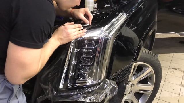 Частичная оклейка. Бронирование фар для Cadillac Escalade смотреть онлайн