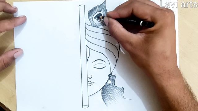 How to draw Krishna Half face, easy drawing for beginners | krishna drawing Easy смотреть онлайн