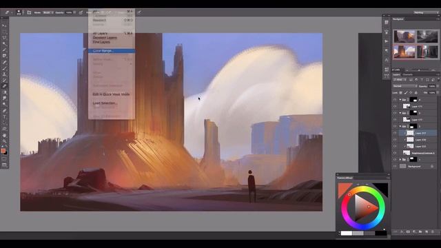 Greyscale to Colour Tutorial Digital Painting Landscape смотреть онлайн