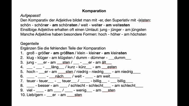 Deutsch B1 I Komparation I Степени прилагательных в немецком языке I Немецкий Б1