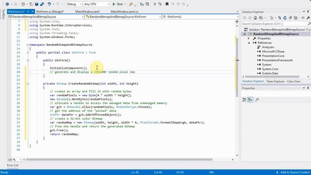 C# Tutorial: 32-bit random pixel image (WinForm Bitmap and WPF BitmapSource) смотреть онлайн