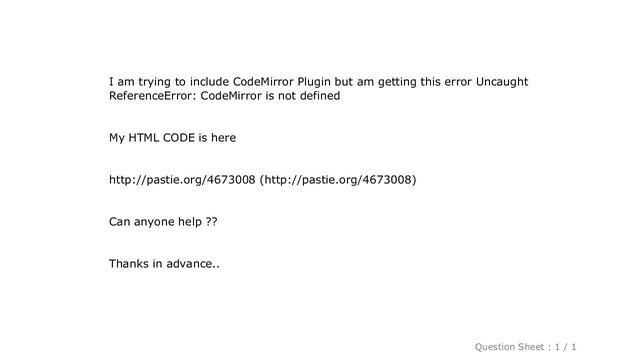 HTML : Uncaught ReferenceError: CodeMirror is not defined смотреть онлайн