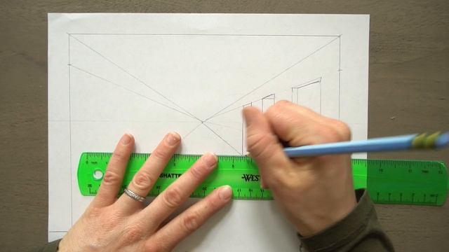 How to draw a 1 Point Perspective Hallway (doors, rug, table included) смотреть онлайн