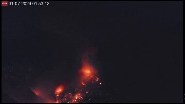 Jan 7 2024: (night) Large Strombolian eruption from Semeru volcano, Indonesia смотреть онлайн