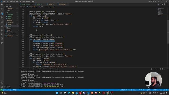 Adding and deleting user via Flask API смотреть онлайн