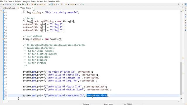 Java 26: Using printf to print variables using conversion characters and the [precision] specifier. смотреть онлайн