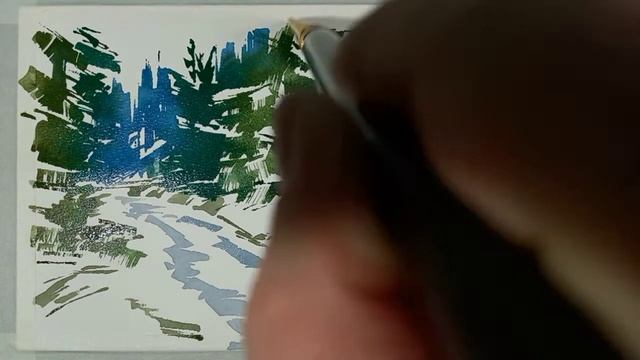 Тайга, цветная графика акварелью смотреть онлайн