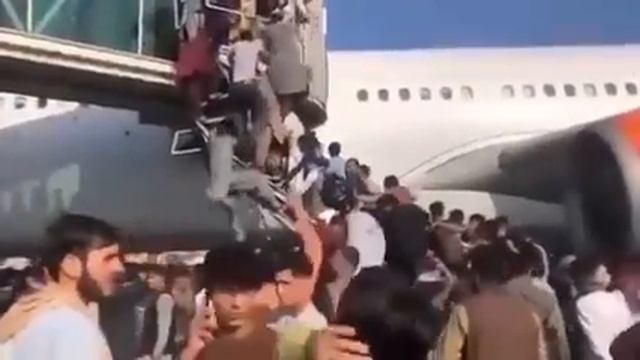 давка и паника в аэропорту Кабула смотреть онлайн