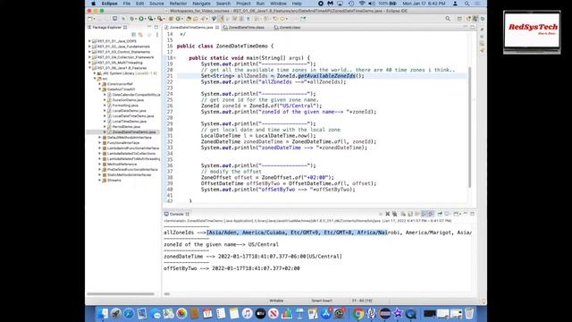 # 195 Java ZonedDateTime | ZonedDateTime | Java Date Time API | Java 8 Date Time API | RedSysTech смотреть онлайн