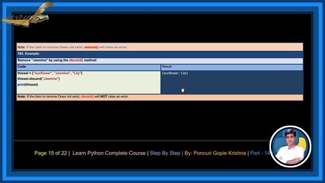 Learn Python Complete Course | Step By Step | Sets | By: Ponnuri Gopie Krishna | Part - 14 смотреть онлайн