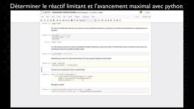 Physique-chimie - Première - Déterminer l'avancement maximal et le réactif limitant avec python смотреть онлайн