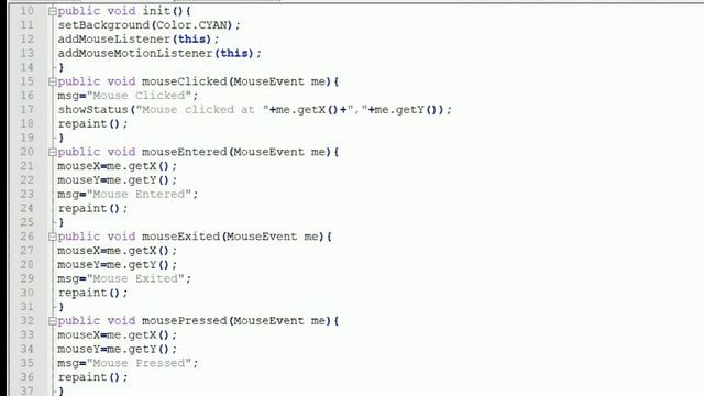 #94 - Mouse Event Handling||Mouse Listener ||MouseEvent смотреть онлайн