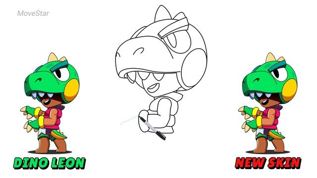 How To Draw Dino Leon ?? | Brawl Stars | New Skin | Jurassic Splash смотреть онлайн