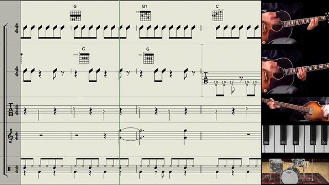 How to play : Misery - The Beatles - guitar, bass, drums, piano смотреть онлайн