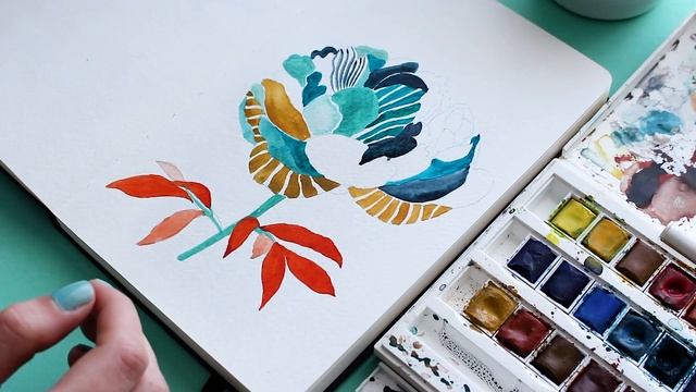 WATERCOLOR GRAPHIC PEONY | Q&A (TATTOOS, ART SUPPLIES, ART JOURNEY) смотреть онлайн