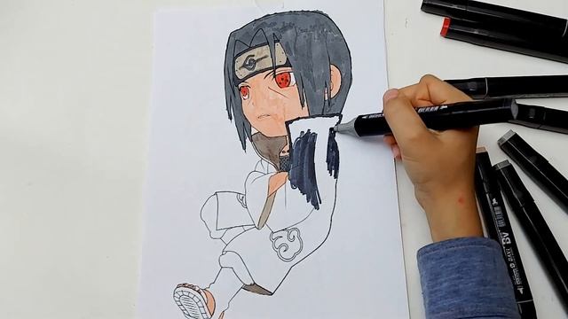 How to draw Itachi Uchiha from Naruto markers drawing for kids\Как нарисовать Итачи Учиха из Наруто смотреть онлайн