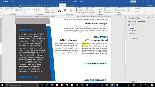 attractive graphical Resume design in ms word. docx free template 2020 download смотреть онлайн