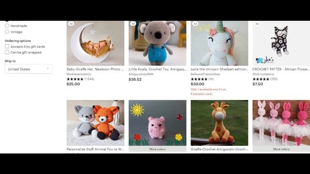 Продажи ручной работы на Etsy. Вязание крючком: что и по чем? ТОП Etsy магазинов