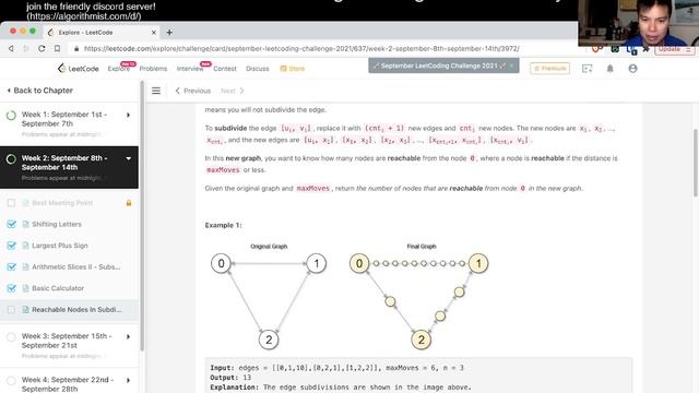 882. Reachable Nodes In Subdivided Graph - Day 12/30 Leetcode September Challenge смотреть онлайн