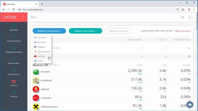 Дашборд Livedune смотреть онлайн