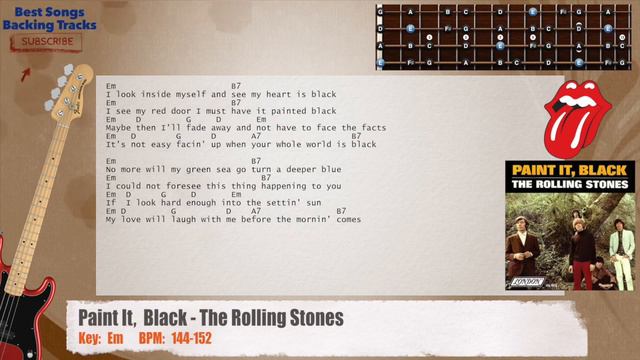 🎻 Paint It, Black - The Rolling Stones Bass Backing Track with chords and lyrics смотреть онлайн